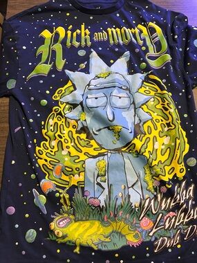 MAD Engine Rick and Morty Navy Tee with Yellow and Green Accents